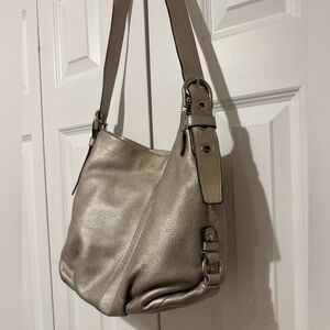 COACH 15064 Silver Duffel  Hobo Bag two way strap shoulder or crossbody